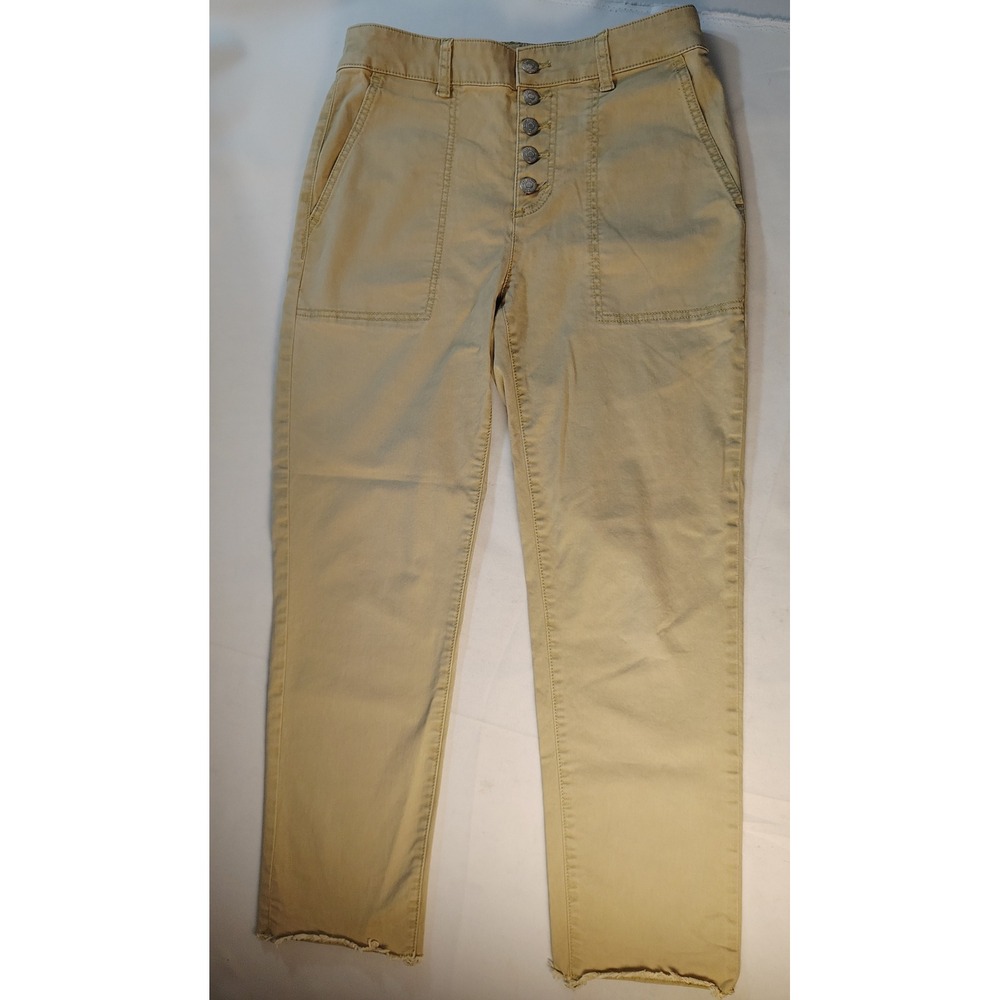 LOFT Womens Khaki Tan High Rise Button Fly Utility Straight Leg Pants Size 4